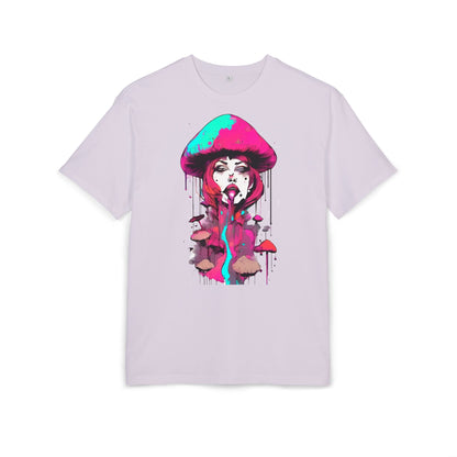 Vibrant Mushroom Art Unisex Heavy Oversize Tee, Funky T-Shirt, Artistic Casual Wear, Gift for Art Lovers, Unique Streetwear