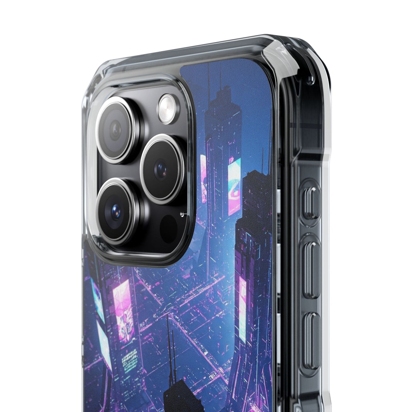 Futuristic Cityscape Phone Case, Customizable Clear Impact Case, Gift for Tech Lovers, Unique Phone Accessory, Aesthetic Cell Phone Cover