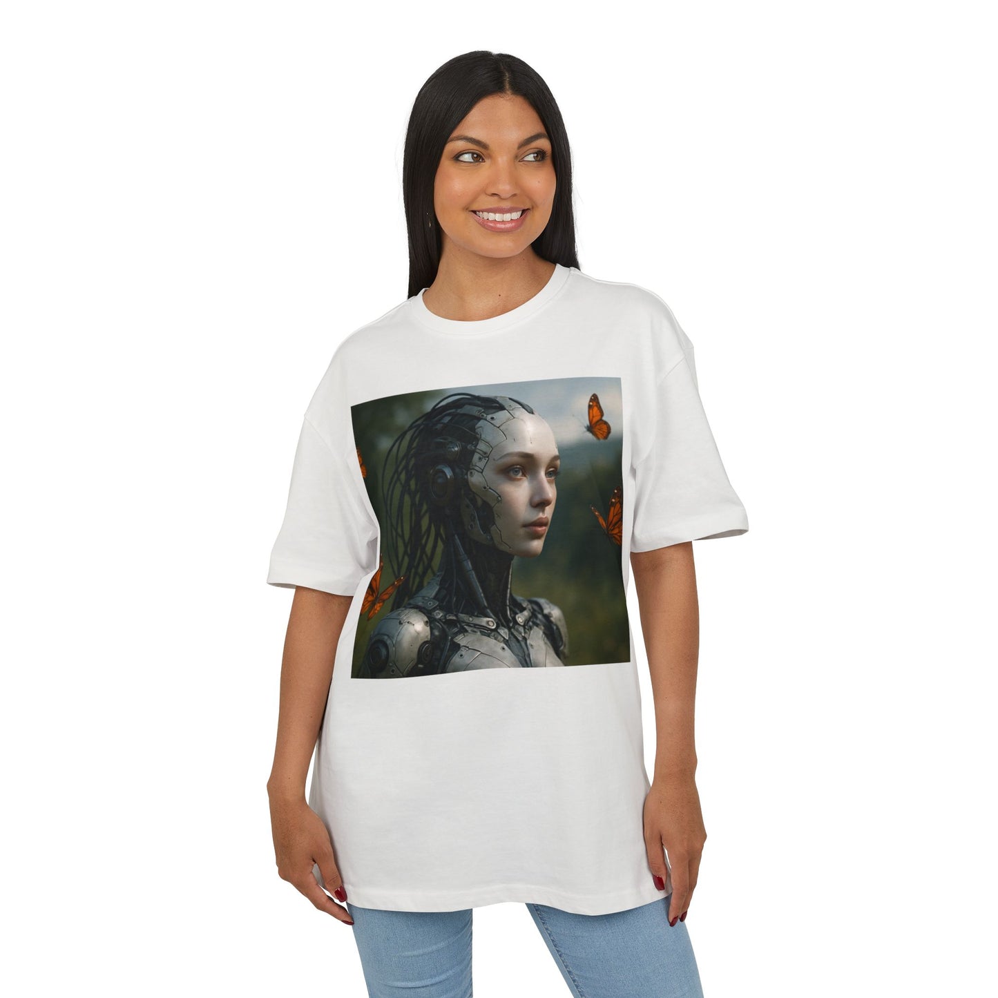 Futuristic Robot Graphic Tee, Oversize T-Shirt, Unisex Relaxed Fit Shirt, Casual Wear, Gift for Tech Lovers