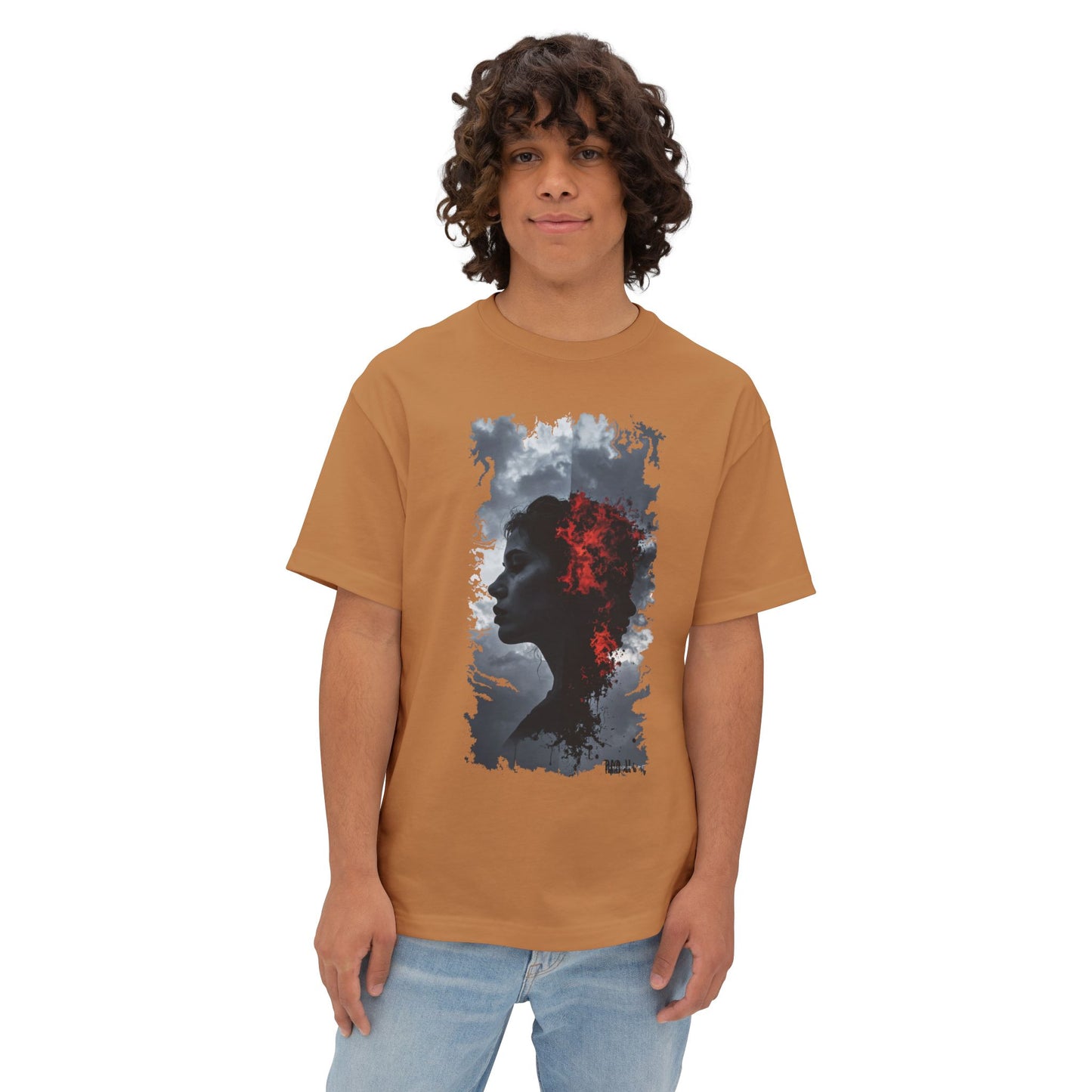 Stylish Oversized Boxy Tee with Artistic Profile Design, Casual Streetwear, Graphic T-shirt, Gift for Art Lovers, Everyday Comfort
