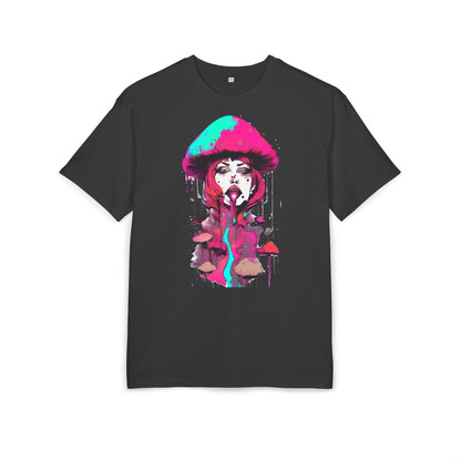 Vibrant Mushroom Art Unisex Heavy Oversize Tee, Funky T-Shirt, Artistic Casual Wear, Gift for Art Lovers, Unique Streetwear