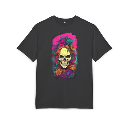 Skull Floral Oversize Tee - Graphic T-Shirt for Halloween, Festival Wear, Unisex Casual, Unique Gift