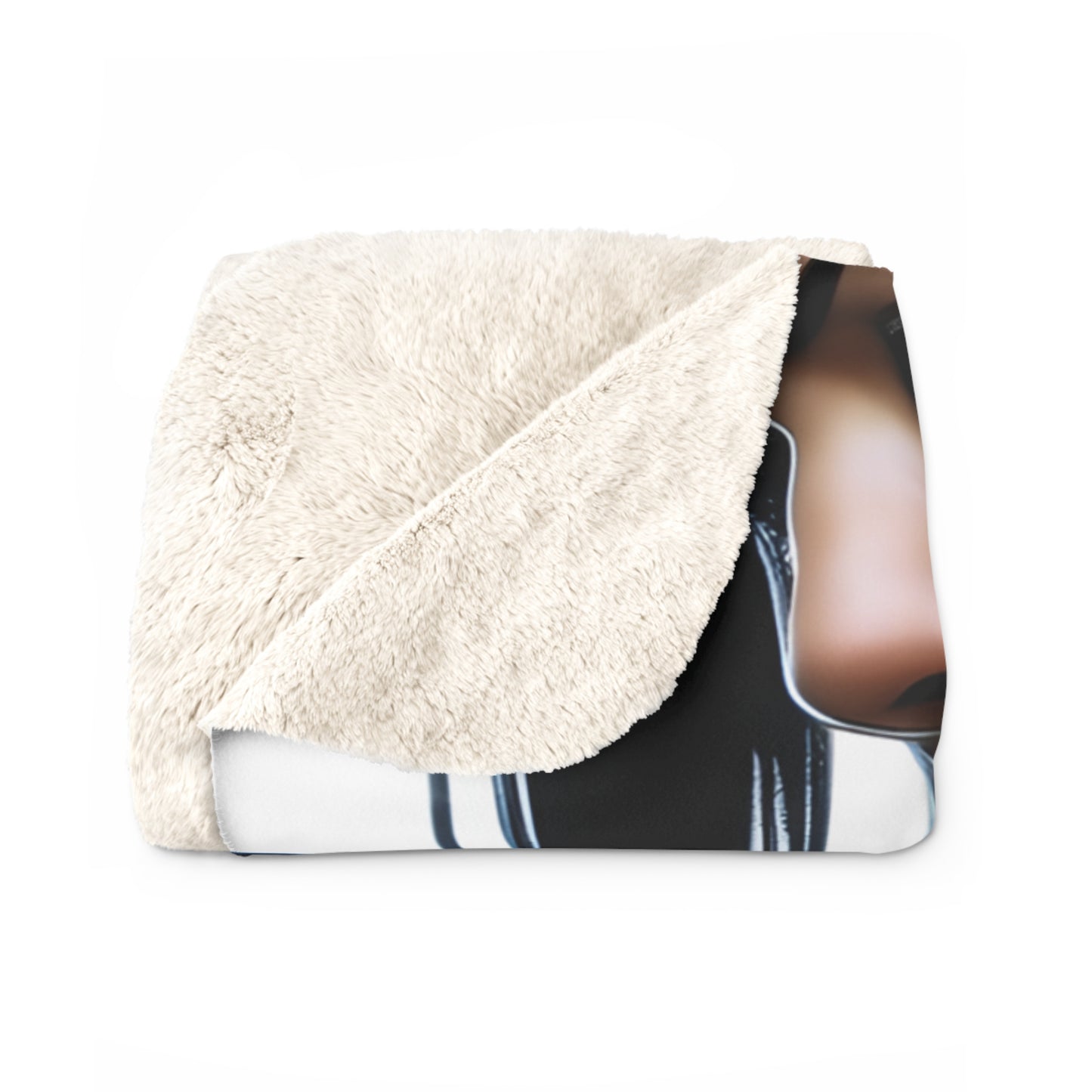 Sherpa Fleece Blanket with Futuristic Cyber Design