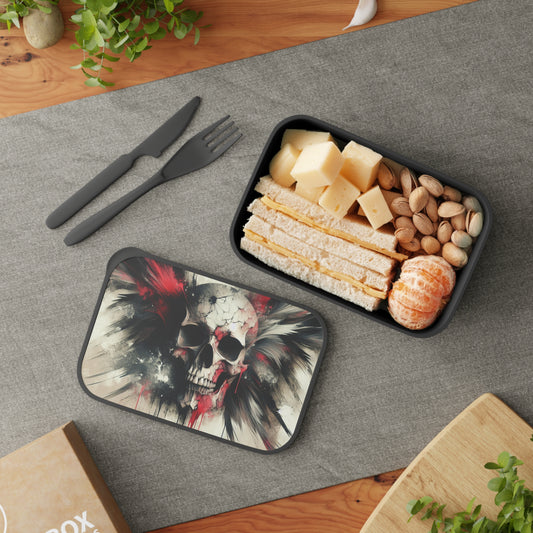 Skull Art Bento Box, Stylish Meal Prep Container, Unique Food Storage, Trendy Lunch Box, Gothic Kitchenware, Gift for Food Lovers