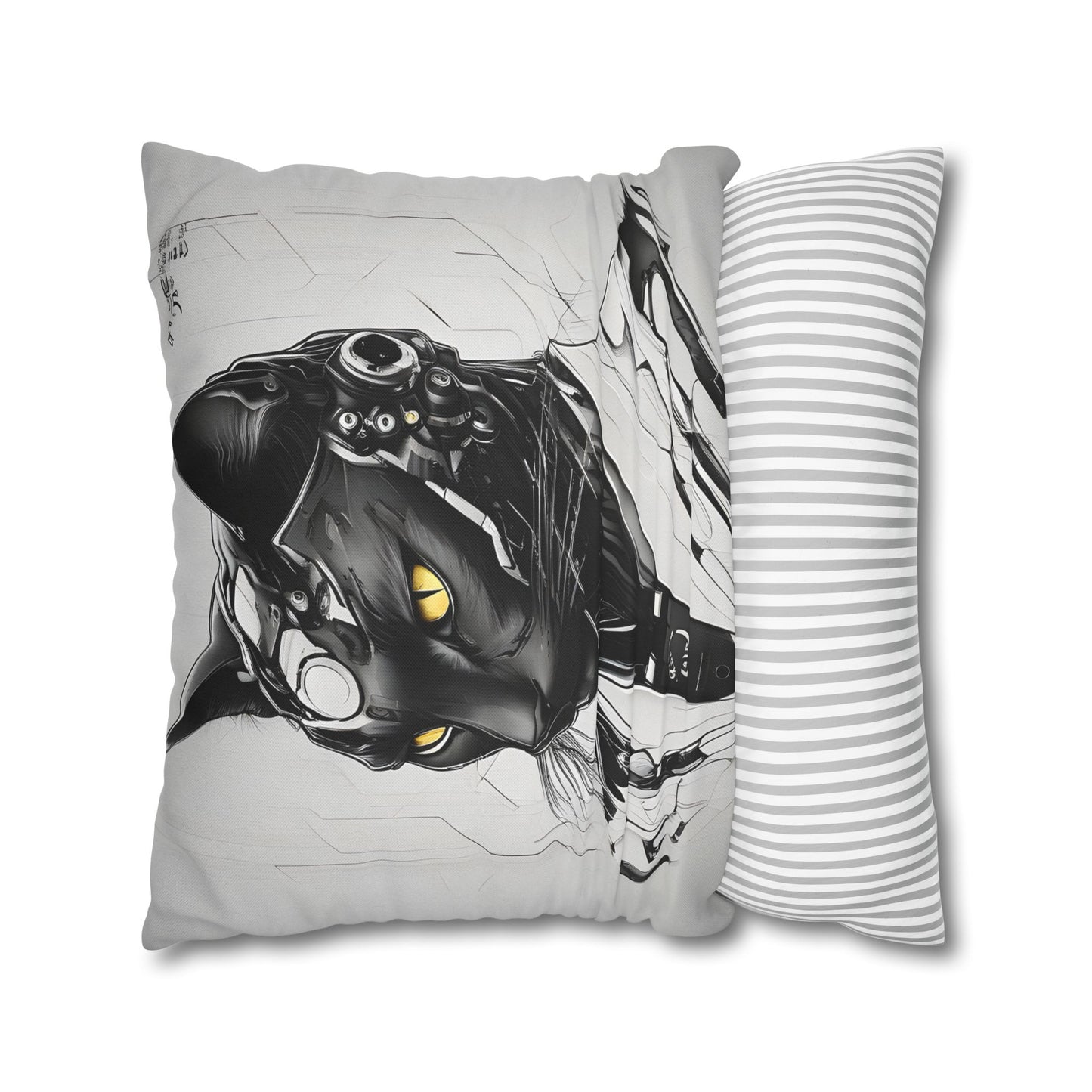 Square Pillowcase with Edgy Futuristic Cat Design
