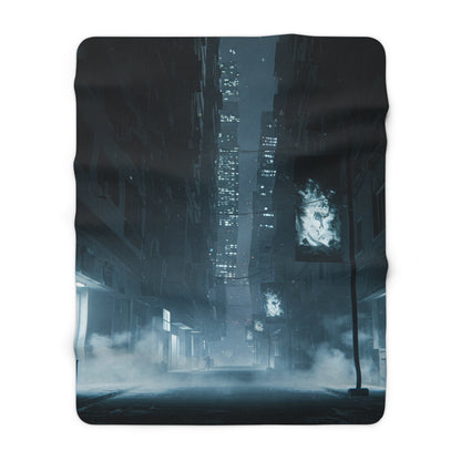 Cozy Urban Night Sherpa Fleece Blanket - Soft & Warm, Perfect for Home Decor