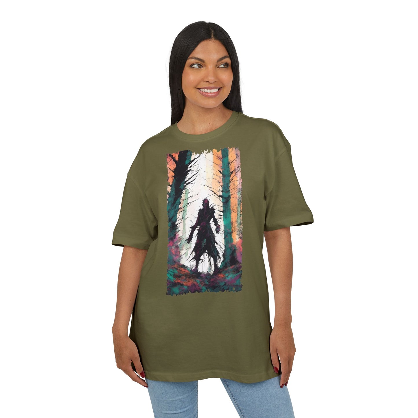 Artistic Oversized Tee - Forest Silhouette Design, Casual Unisex Fashion, Perfect for Nature Lovers, Gift for Friends, Relaxed Everyday Wear