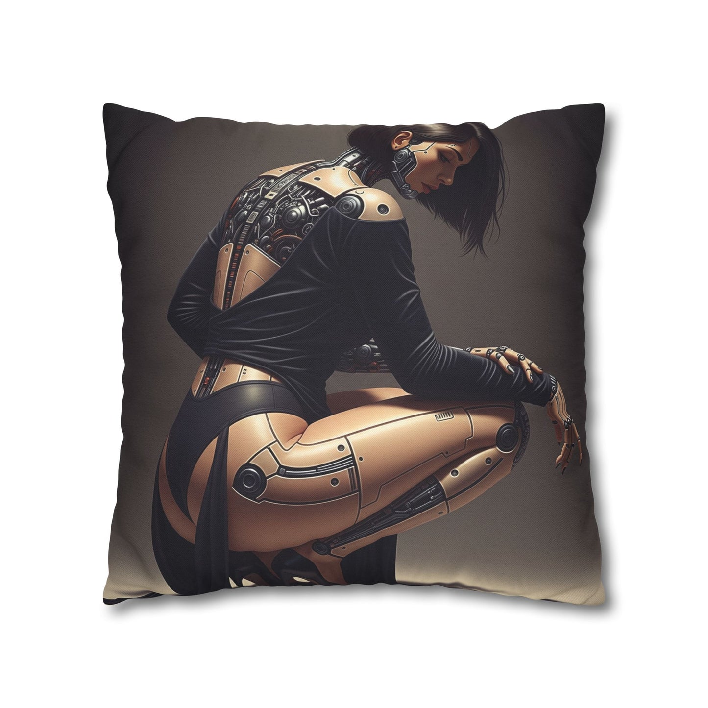 Futuristic Robot Art Pillowcase, Decorative Throw Pillow, Modern Home Decor, Gift for Tech Lovers, Cyberpunk Cushion Cover
