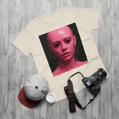 Artistic Pink Melting Face T-Shirt - Trendy Graphic Tee, Unique Gift, Statement Apparel, Festival Wear, Occasional Fashion, Street Style