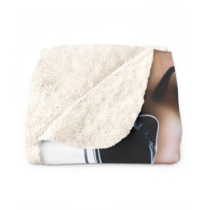 Sherpa Fleece Blanket with Futuristic Cyber Design