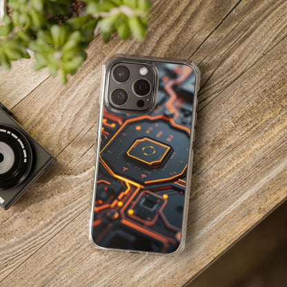 Futuristic Magnetic Phone Case, Clear Impact Case, Stylish Tech Accessory, Gifts for Tech Enthusiasts, Unique Phone Cover
