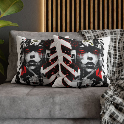 Bold Graphic Pillowcase, Unique Decorative Cushion Cover for Modern Home, Cyberpunk Art Decor, Gift for Art Lovers, Stylish Throw Pillow