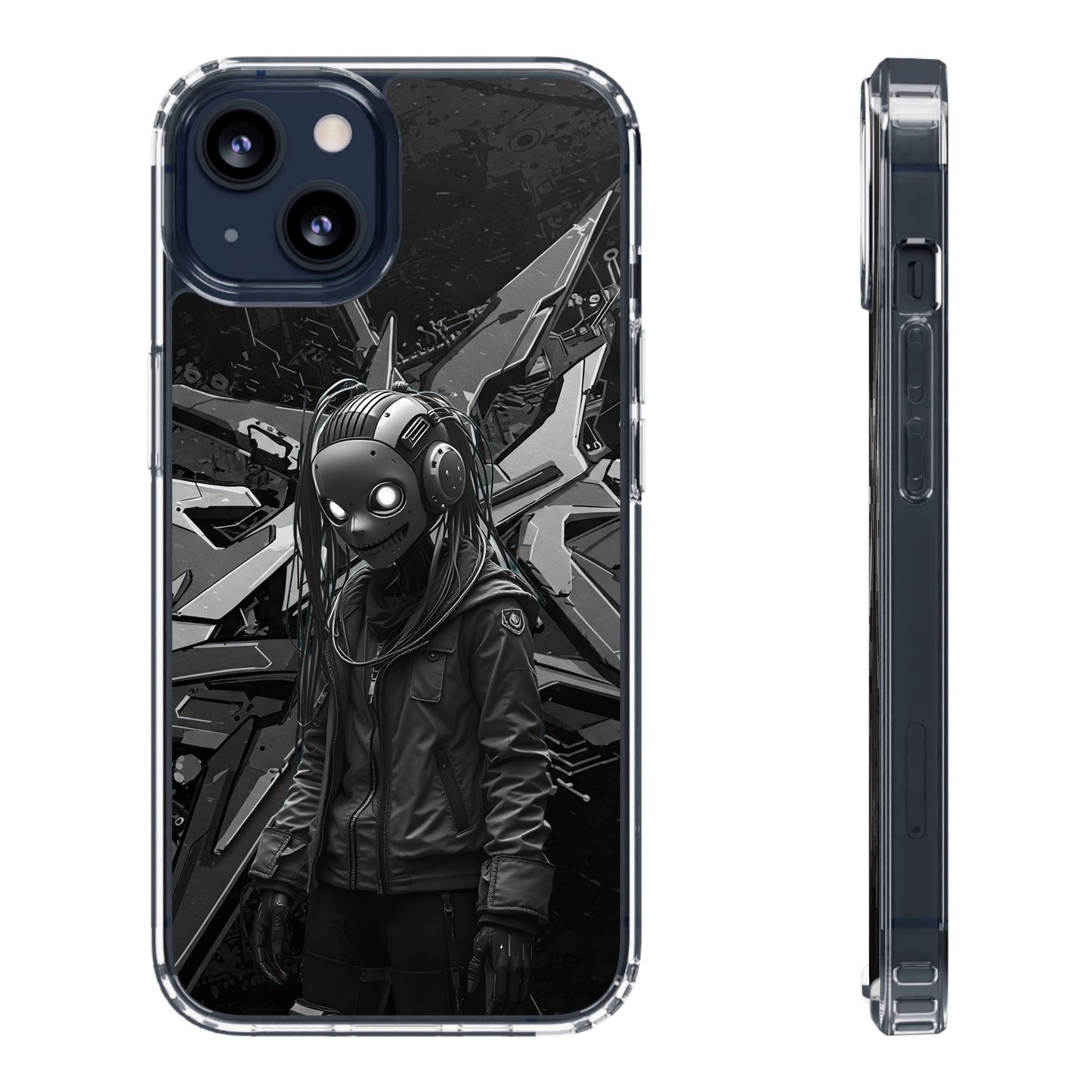 Anime-Inspired Clear Phone Case - Edgy Streetwear Style