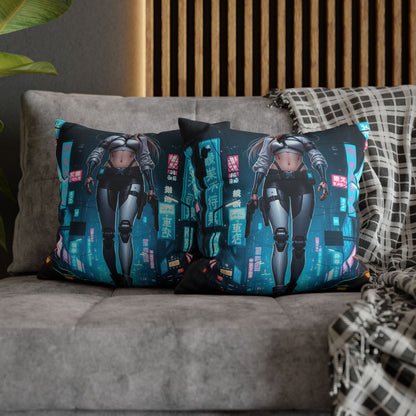 Futuristic Cyberpunk Pillowcase, Cozy Home Decor, Modern Sofa Cushion, Unique Gift for Gamers, Bedroom Accent