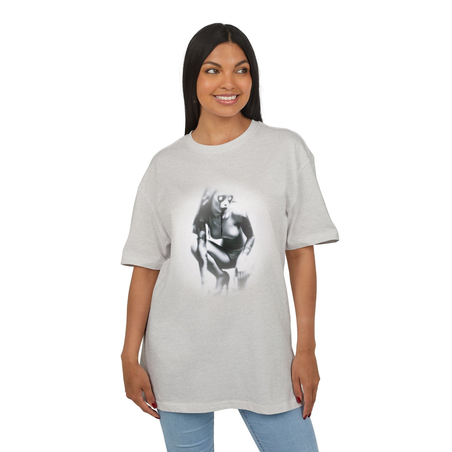 Stylish Unisex Heavy Oversize Tee with Artistic Graphic - Horror Design
