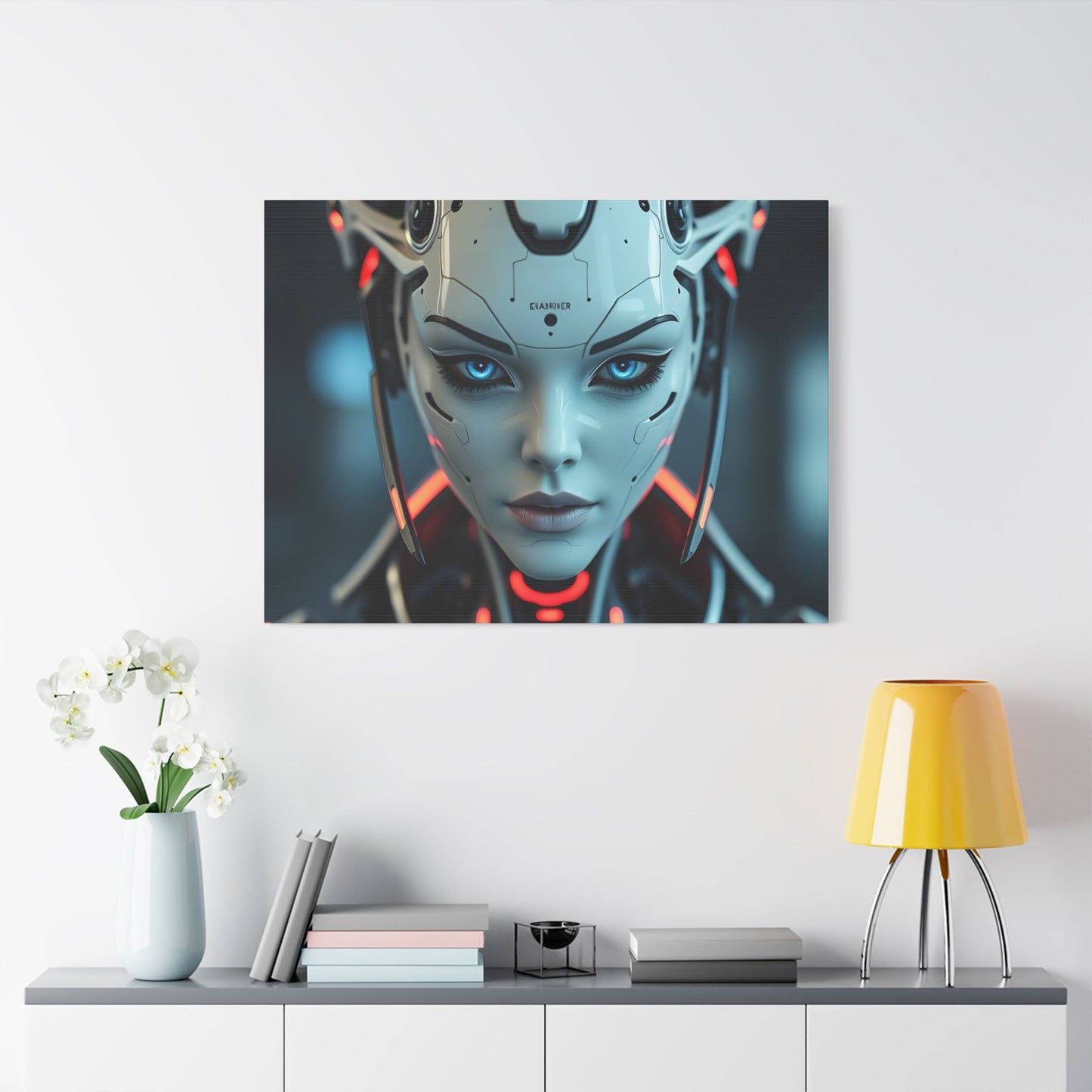 Futuristic Canvas Art Print, Digital Wall Decor, Modern Home Art, Unique Gift for Tech Lovers, Robotic Aesthetic