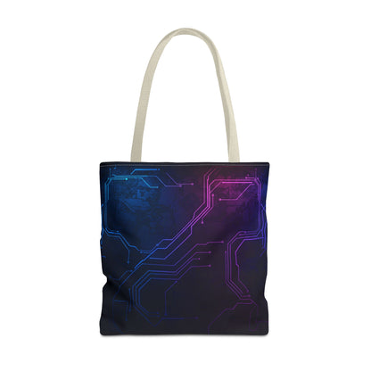 Futuristic Circuit Design Tote Bag | Tech Lover Gift, Stylish Shopping Bag, Geek Chic Tote, AOP Carryall, Unique Gift Idea