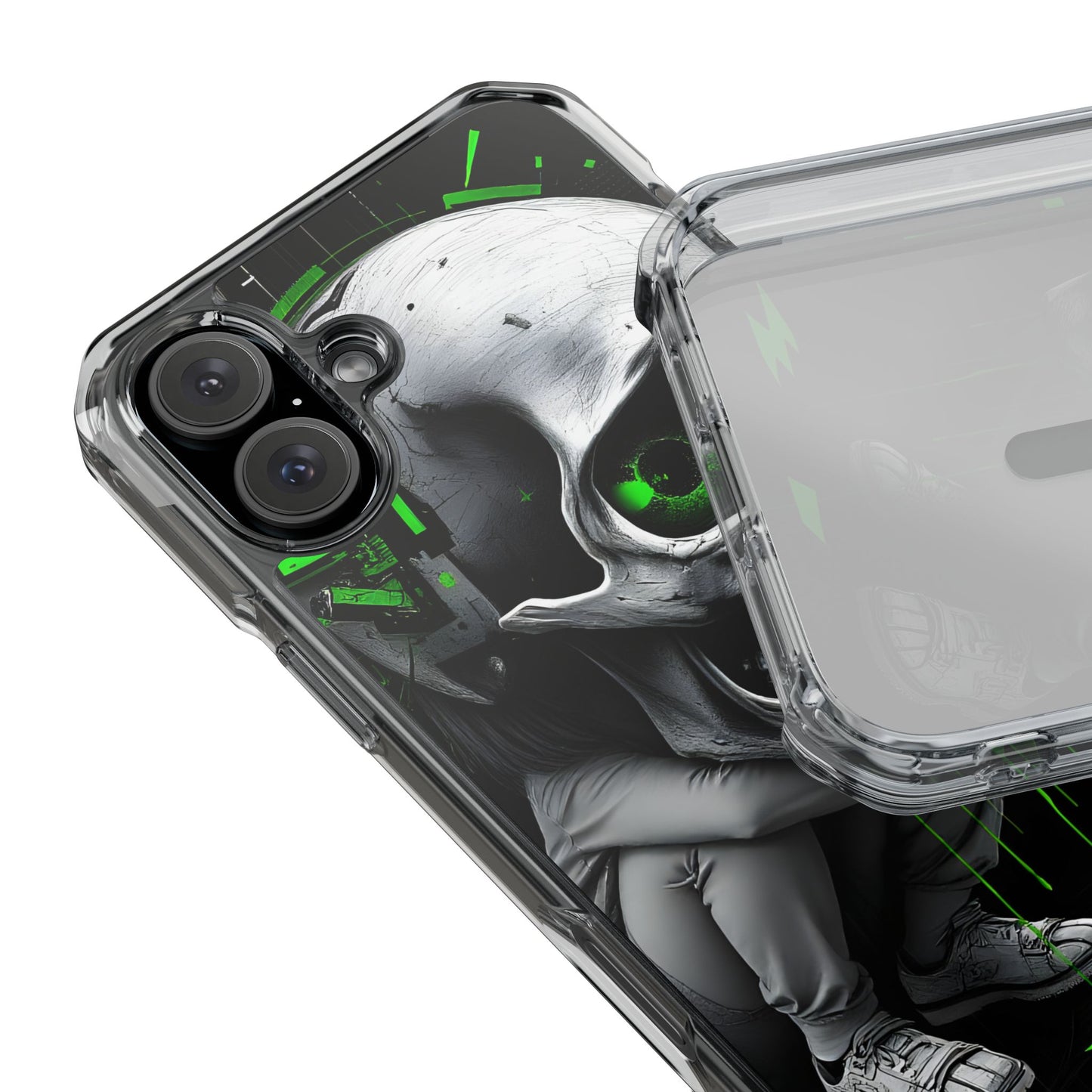Edgy Skull Phone Case - Magnetic Clear Impact Cases, Unique Phone Cover, Goth Accessory, Halloween Gift, Stylish Tech Protection