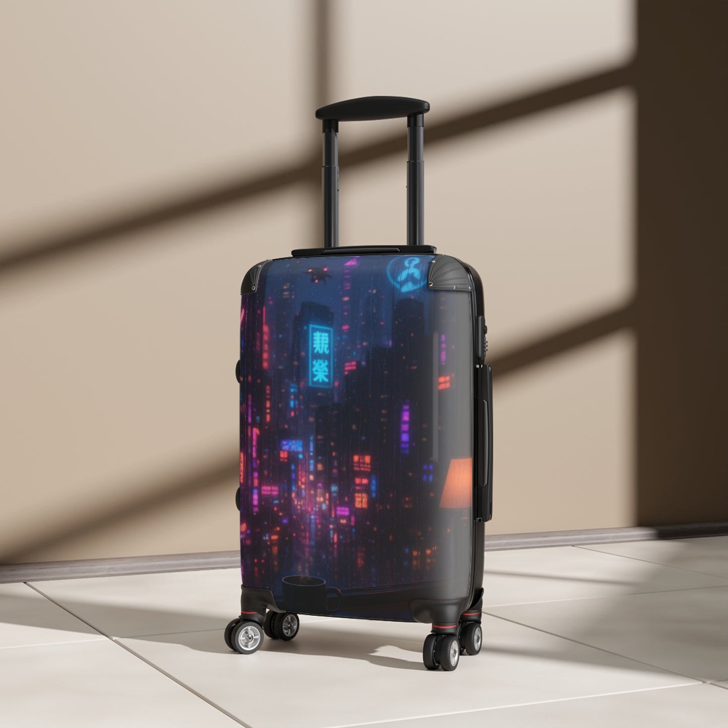 Urban Nightscape Luggage - Stylish Travel Suitcase, Neon City Design, Perfect for Adventurers, Travelers, Gifts for Explorers