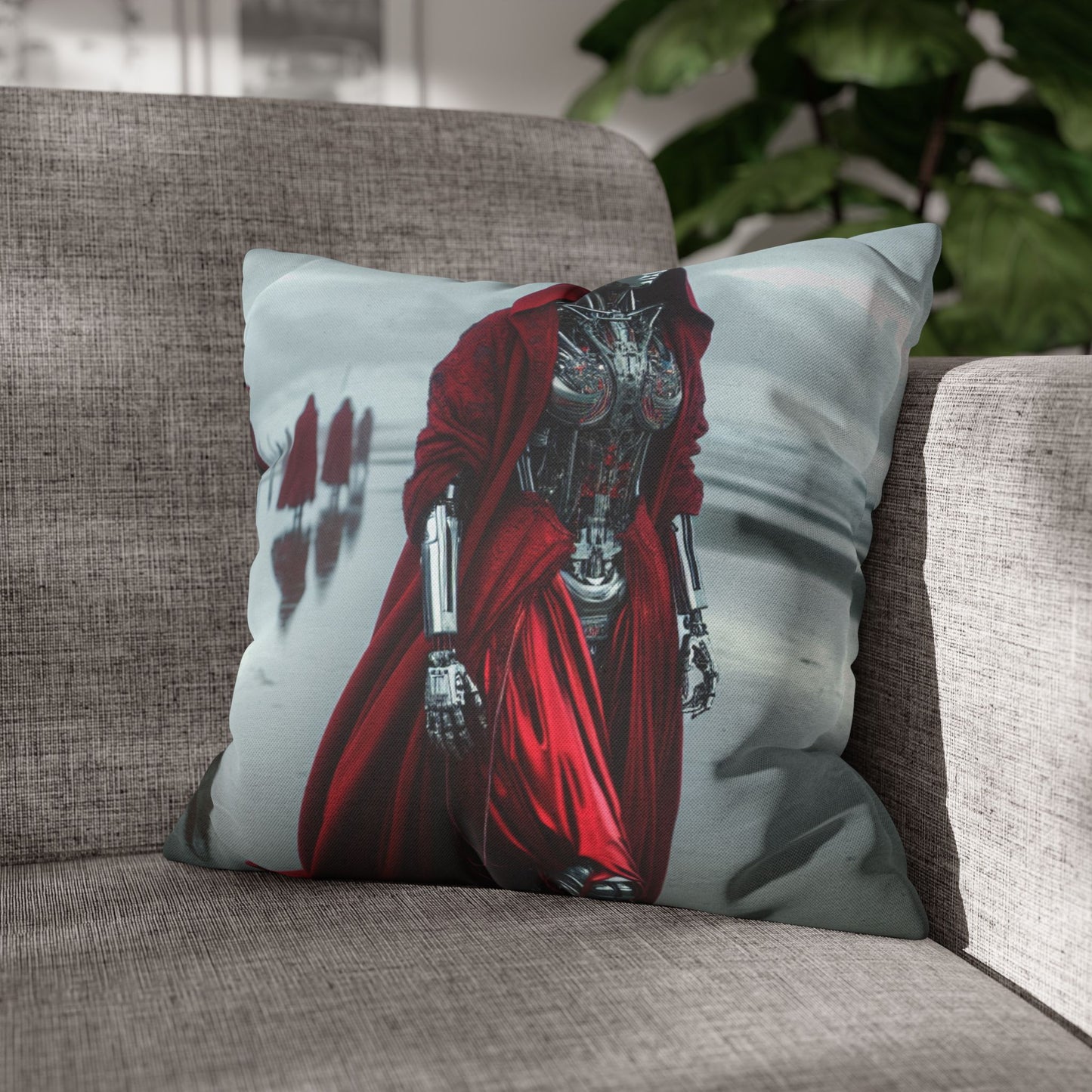 Futuristic Robot Art Pillowcase, Decorative Cushion Cover, Modern Home Decor, Gift for Sci-Fi Lovers, Unique Throw Pillow