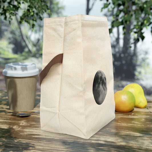 Moon Print Canvas Lunch Bag, Eco-Friendly Tote, School Lunch Organizer, Unique Gift for Kids, Picnic Accessory