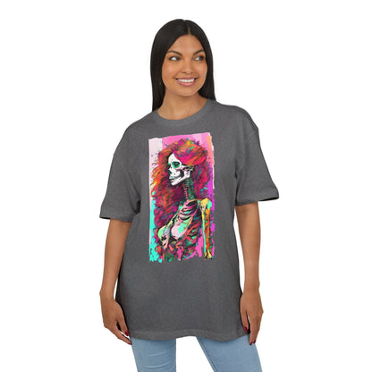 Vibrant Skeleton Art Unisex Heavy Oversize Tee, Halloween Shirt, Statement Tee, Graphic Tee, Casual Wear, Gift