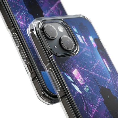 Futuristic Cityscape Phone Case, Customizable Clear Impact Case, Gift for Tech Lovers, Unique Phone Accessory, Aesthetic Cell Phone Cover