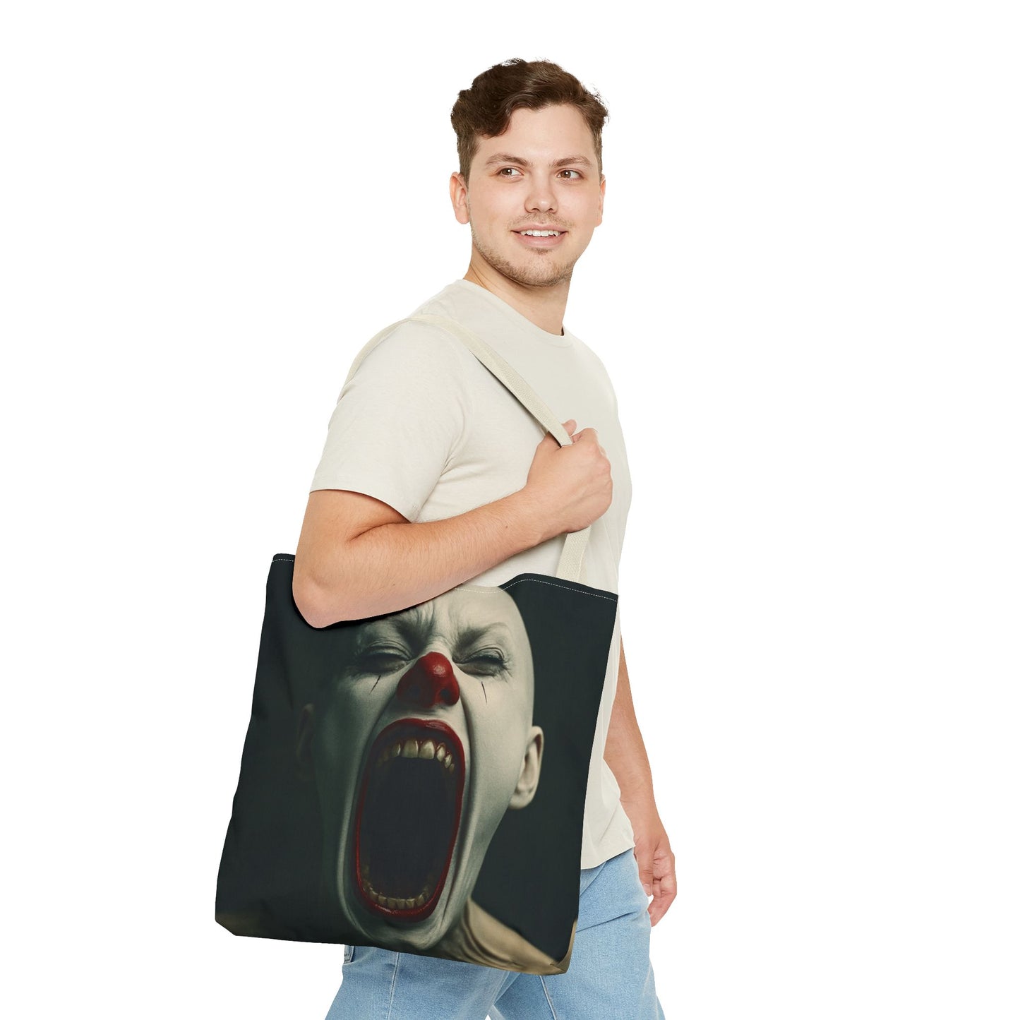 Terrifying Clown Tote Bag - Perfect for Halloween, Spooky Parties, Horror Fans, Trick-or-Treating, Unique Gift