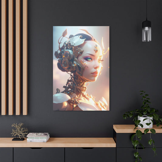 Satin Canvas Art Print, Modern Home Decor, Robot Artwork, Tech-Inspired Wall Art, Unique Gift for Tech Lovers