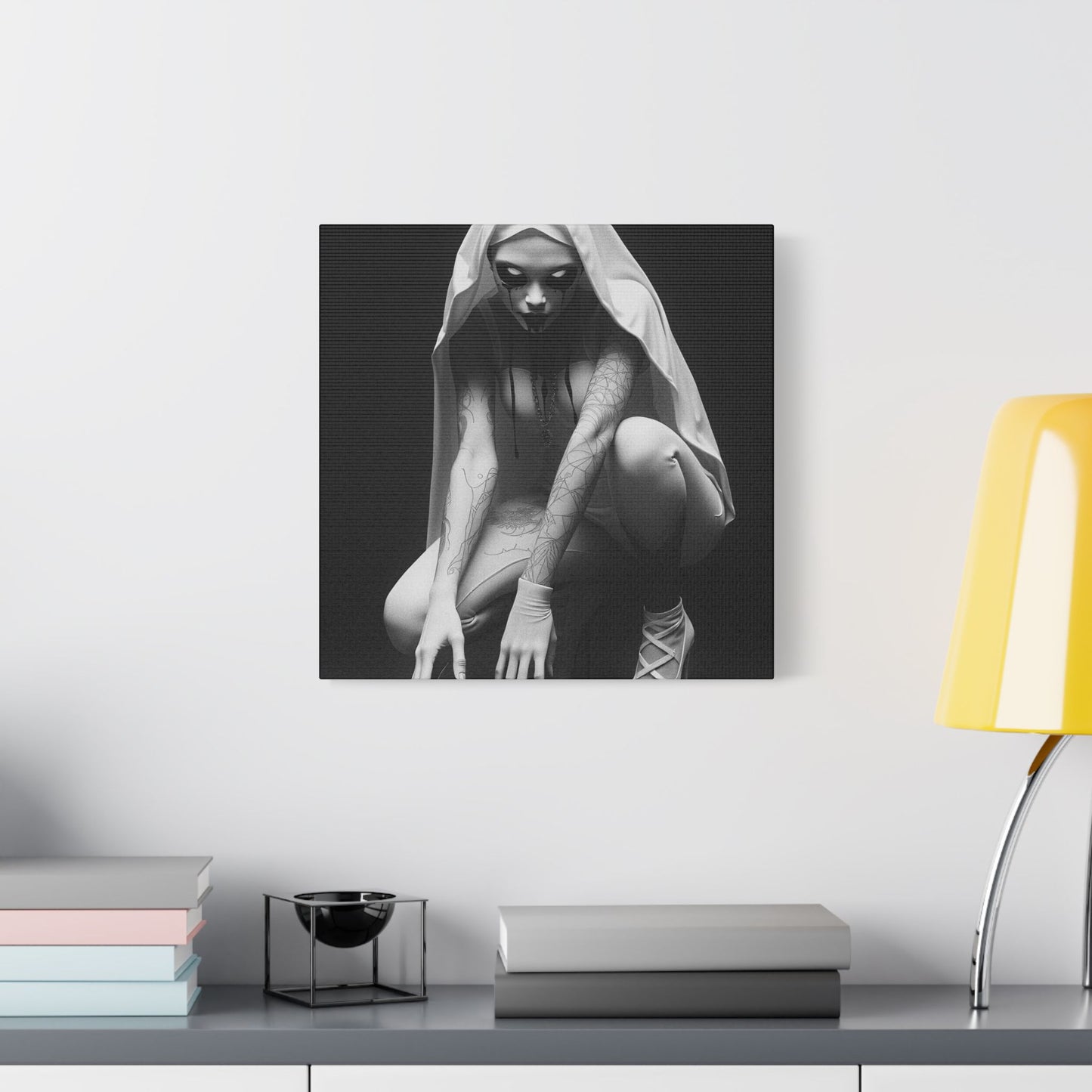 Gothic Art Print, Horror Decor, Canvas Wall Art, Home Aesthetic, Unique Gift, Modern Black and White Art