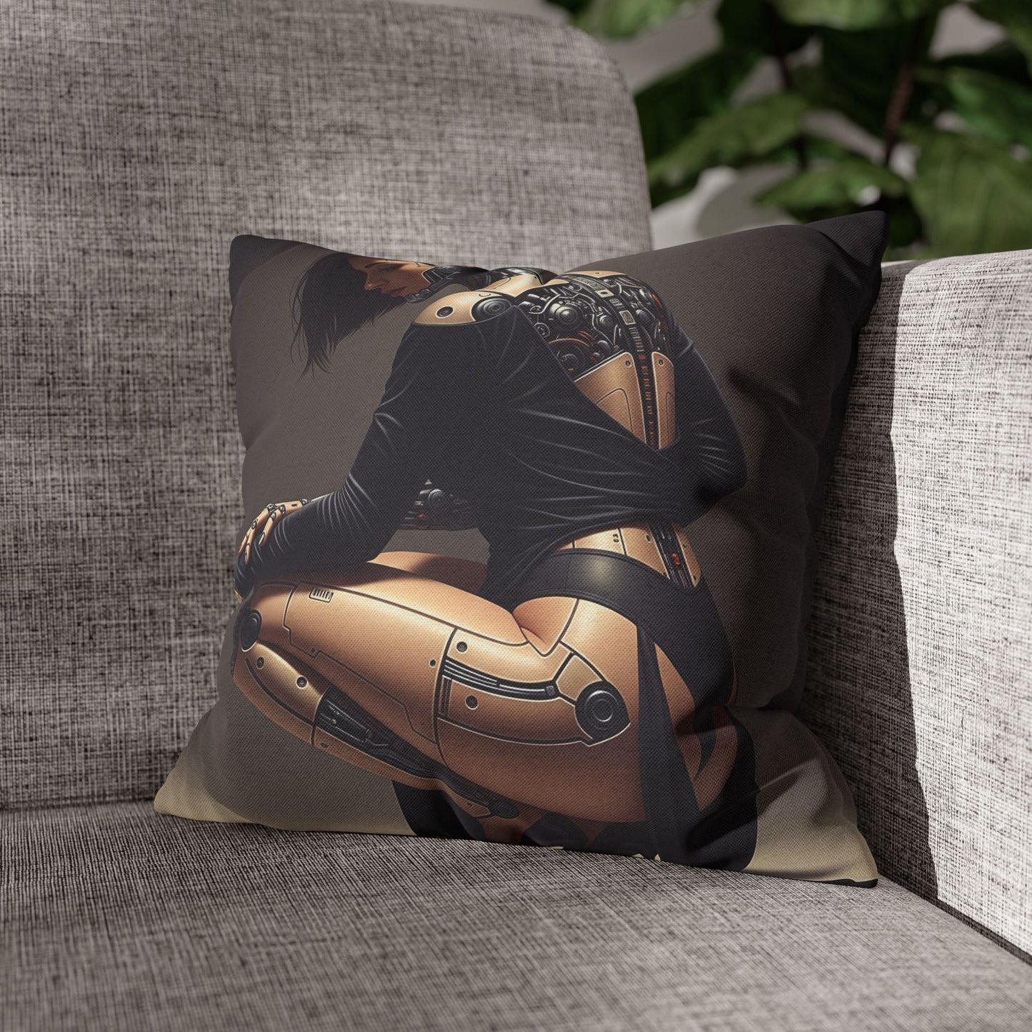 Futuristic Robot Art Pillowcase, Decorative Throw Pillow, Modern Home Decor, Gift for Tech Lovers, Cyberpunk Cushion Cover