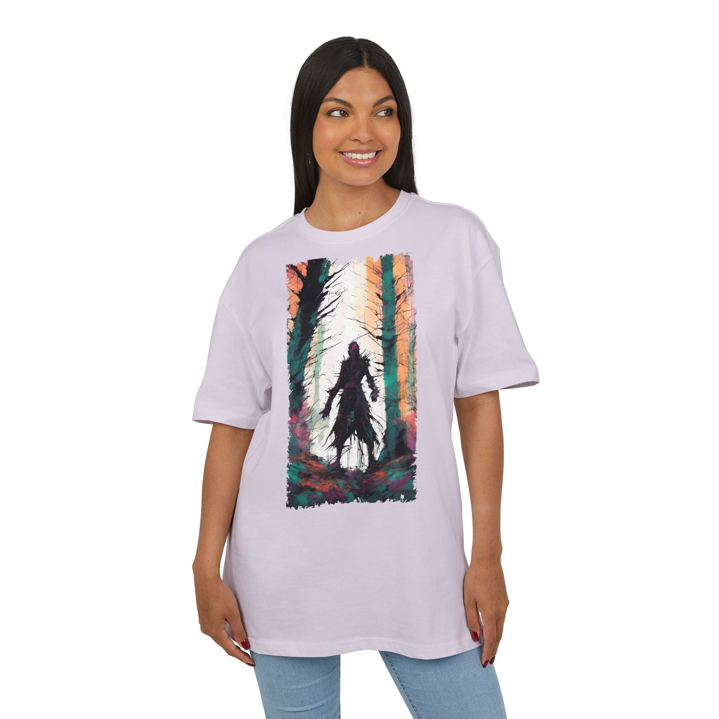 Artistic Oversized Tee - Forest Silhouette Design, Casual Unisex Fashion, Perfect for Nature Lovers, Gift for Friends, Relaxed Everyday Wear