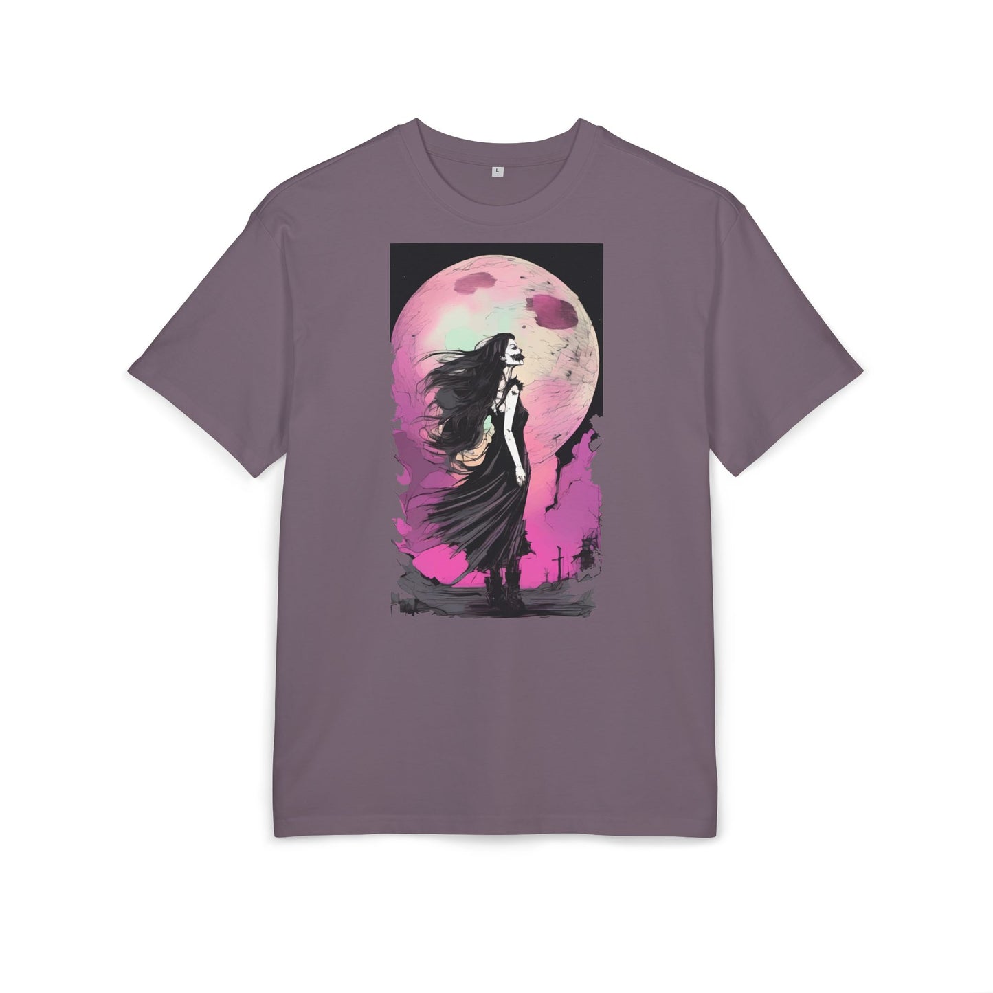 Unisex Heavy Oversize Tee with Moonlit Design, Graphic Tee for Night Lovers, Alternative Fashion, Halloween Shirt, Gift for Her