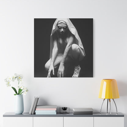 Gothic Art Print, Horror Decor, Canvas Wall Art, Home Aesthetic, Unique Gift, Modern Black and White Art