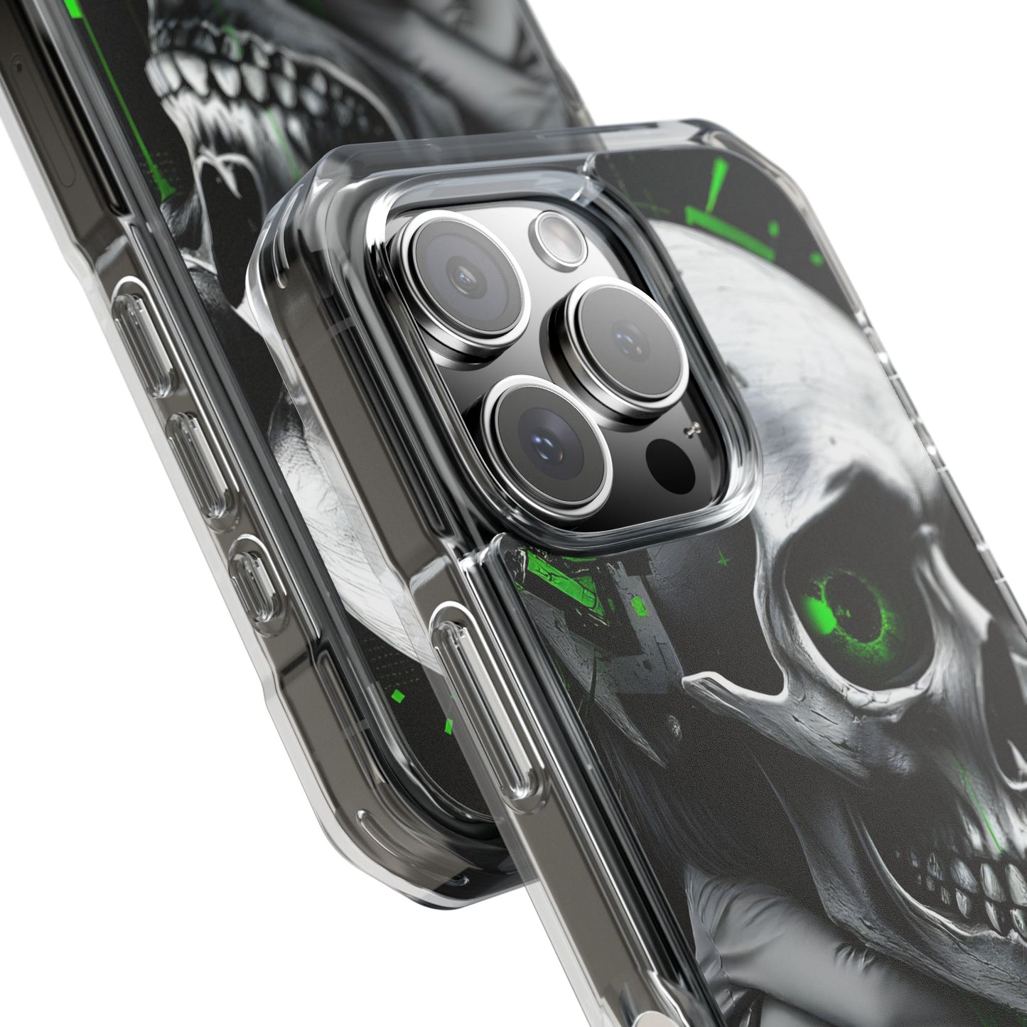 Edgy Skull Phone Case - Magnetic Clear Impact Cases, Unique Phone Cover, Goth Accessory, Halloween Gift, Stylish Tech Protection