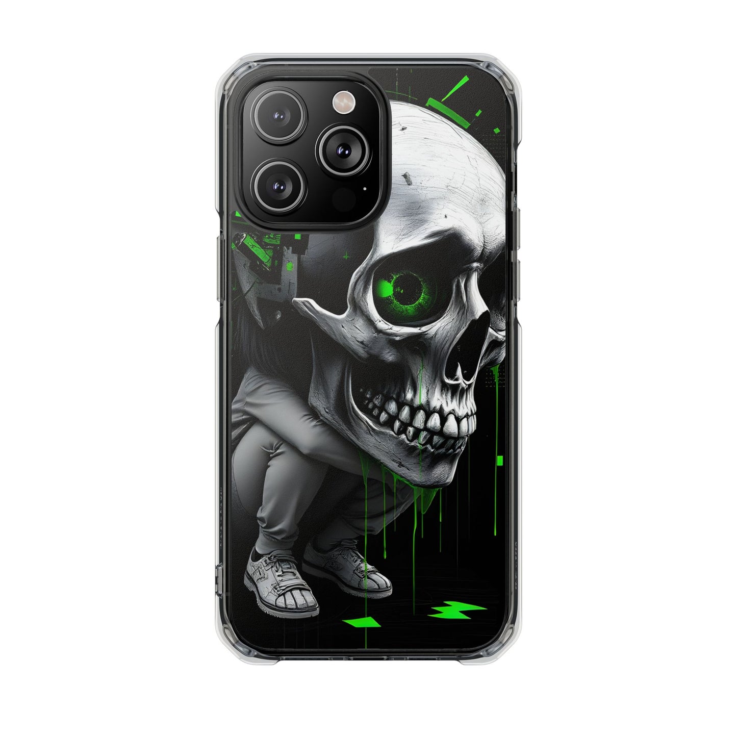 Edgy Skull Phone Case - Magnetic Clear Impact Cases, Unique Phone Cover, Goth Accessory, Halloween Gift, Stylish Tech Protection