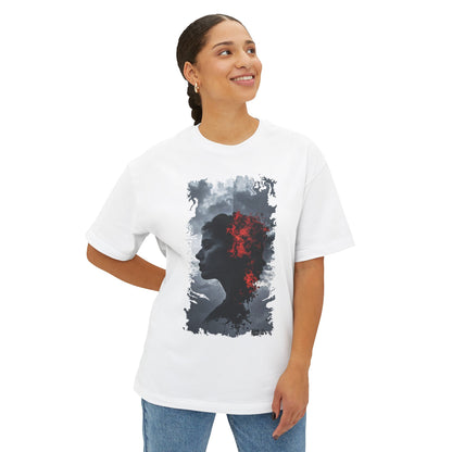 Stylish Oversized Boxy Tee with Artistic Profile Design, Casual Streetwear, Graphic T-shirt, Gift for Art Lovers, Everyday Comfort