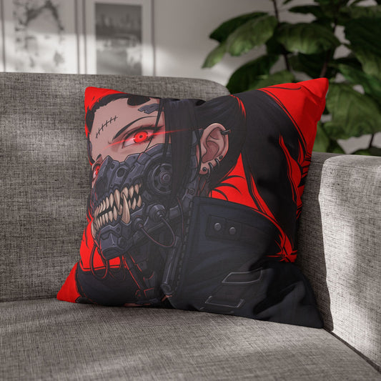 Gothic Anime Pillowcase, Decorative Throw Pillow, Cyberpunk Square Cushion, Bedroom Decor, Unique Gift for Fans, Cozy Home Accents