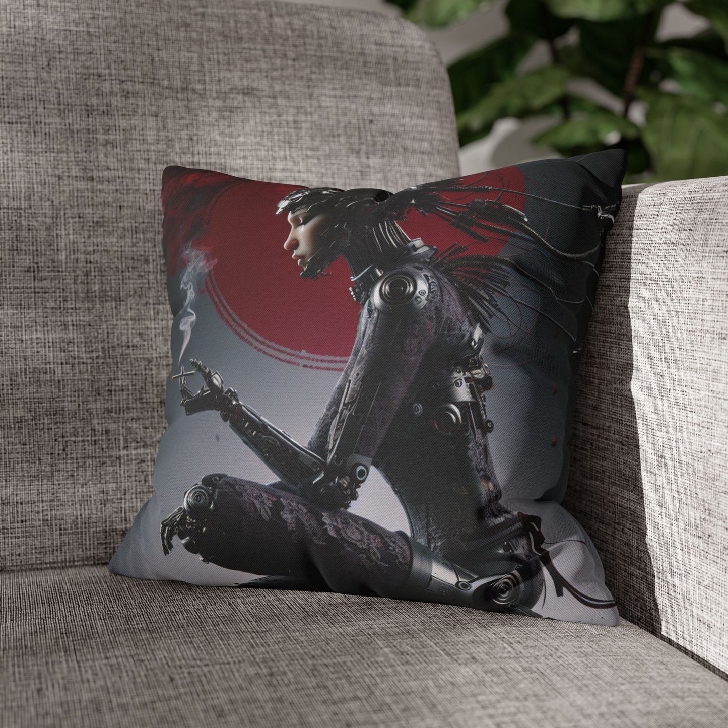 Futuristic Robot Love Pillowcase, Cyberpunk Decor, Gift for Tech Lovers, Modern Home Accent, Unique Housewarming Present