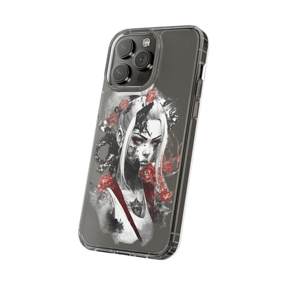 Artistic Clear Phone Case with Floral Design