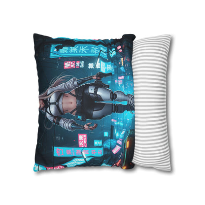 Futuristic Cyberpunk Pillowcase, Cozy Home Decor, Modern Sofa Cushion, Unique Gift for Gamers, Bedroom Accent
