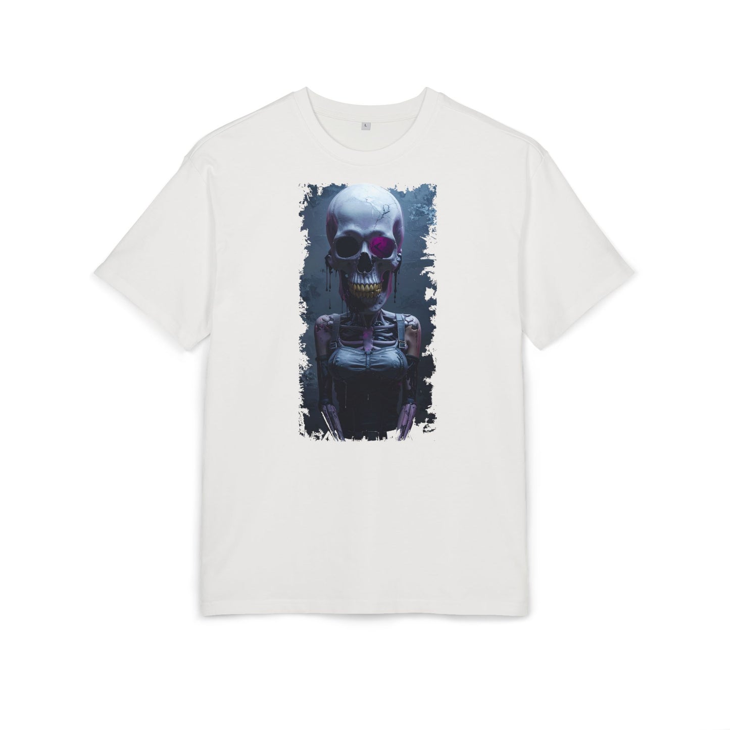 Unisex Heavy Oversize Tee with Skeleton Graphic, Spooky Halloween T-shirt, Casual Graphic Tee, Skeleton Art Shirt, Unisex Halloween Apparel