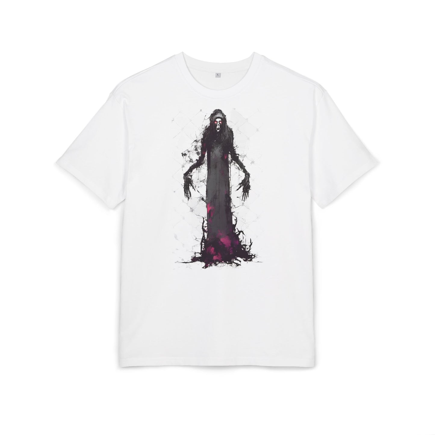 Eerie Spirit Unisex Heavy Oversize Tee, Halloween Costume T-Shirt, Casual Graphic Shirt, Gothic Tee, Spooky Art Apparel