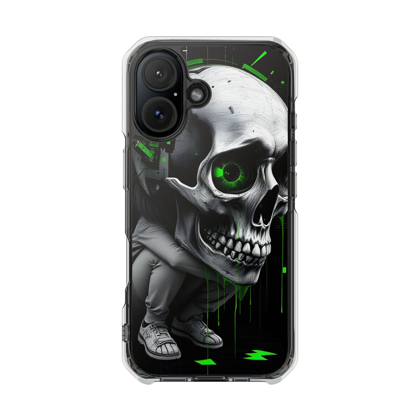 Edgy Skull Phone Case - Magnetic Clear Impact Cases, Unique Phone Cover, Goth Accessory, Halloween Gift, Stylish Tech Protection