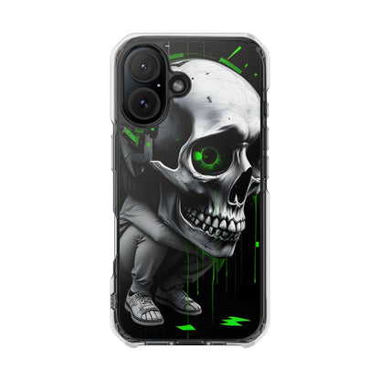 Edgy Skull Phone Case - Magnetic Clear Impact Cases, Unique Phone Cover, Goth Accessory, Halloween Gift, Stylish Tech Protection