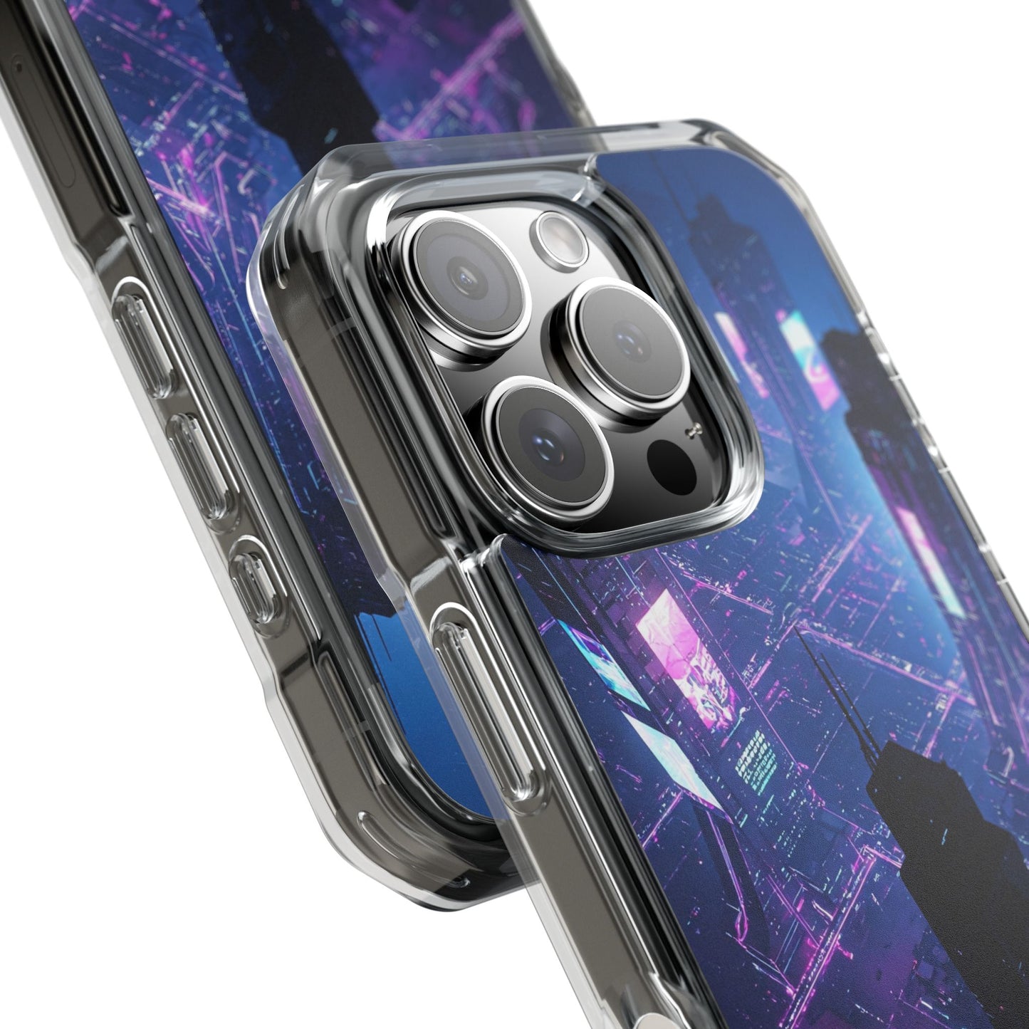 Futuristic Cityscape Phone Case, Customizable Clear Impact Case, Gift for Tech Lovers, Unique Phone Accessory, Aesthetic Cell Phone Cover