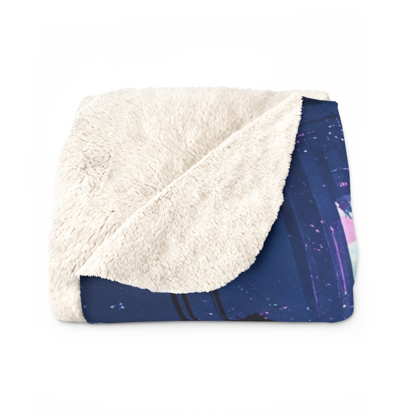 Futuristic Sherpa Fleece Blanket - Cozy Cyberpunk Decor for Home