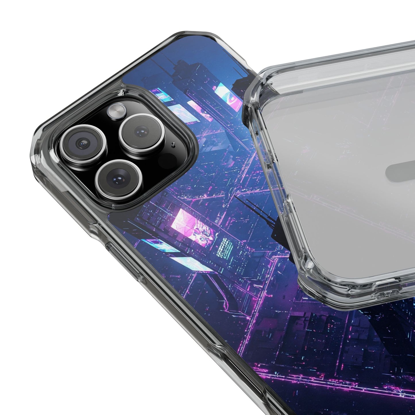 Futuristic Cityscape Phone Case, Customizable Clear Impact Case, Gift for Tech Lovers, Unique Phone Accessory, Aesthetic Cell Phone Cover