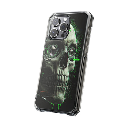 Gothic Skull Phone Case, Cyberpunk Design, Clear Impact Protection, Unique Gift for Him, Halloween Accessories, Tech Lover