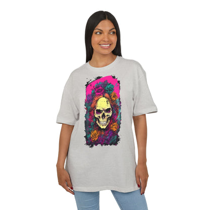 Skull Floral Oversize Tee - Graphic T-Shirt for Halloween, Festival Wear, Unisex Casual, Unique Gift